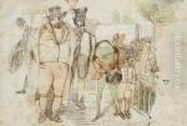 La Grenouille Qui Se Veut Faire Aussi Grosse Que Le Boeuf Oil Painting by Jean-Jacques Grandville