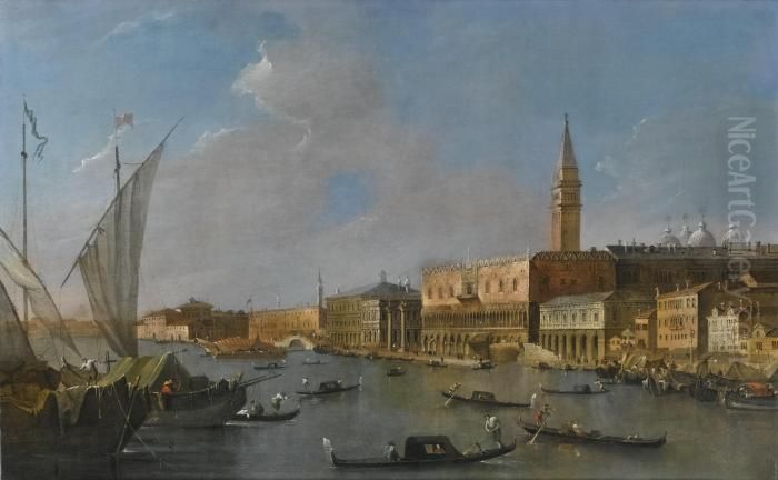 Venice, A View Of The Palazzo 
Ducale And The Molo From The Bacino Di San Marco, Looking 
West-north-west Oil Painting by Francesco Guardi