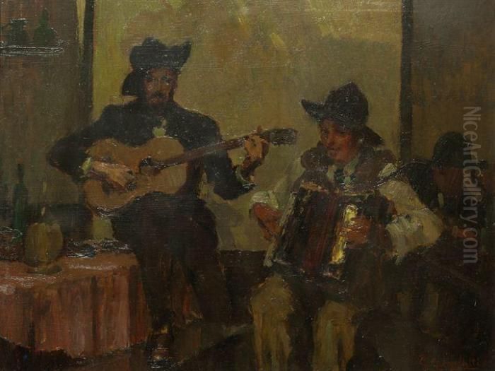 Scenetta Di Suonatori Oil Painting by Giovanni Guarlotti