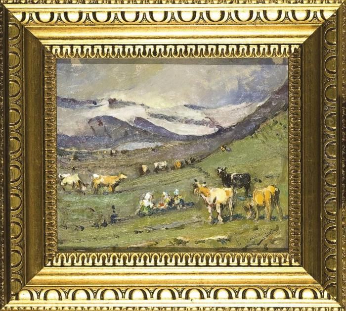 Pascolo In Montagna Oil Painting by Giovanni Guarlotti