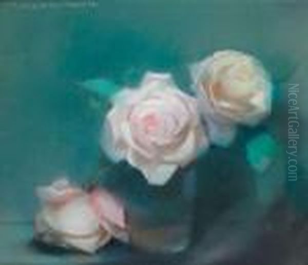 Bouquet De Roses Oil Painting by Lucien Victor Guirand De Scevola