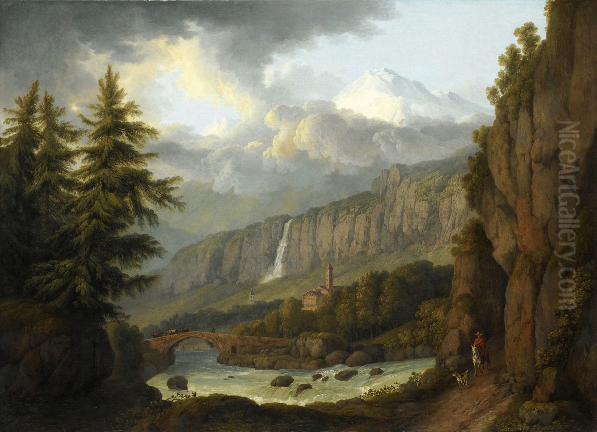 View Of Giornico From The St. Gotthard Pass, Switzerland Oil Painting by Jacob Philipp Hackert