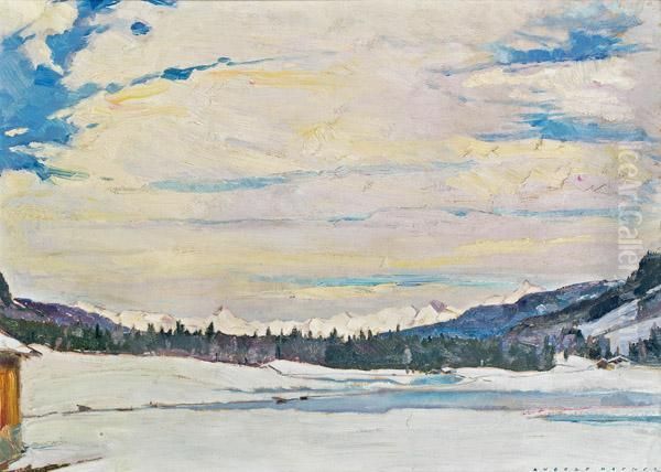 Landschaft Am Brenner Oil Painting by Rudolf Hafner