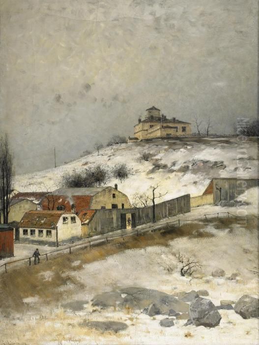 Odengatan I Stockholm Med Observatoriet Pa Hojden Oil Painting by Axel Gillis Hafstrom