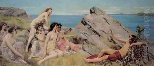 Bacchus and the Choir of Nymphs Oil Painting by John Reinhard Weguelin