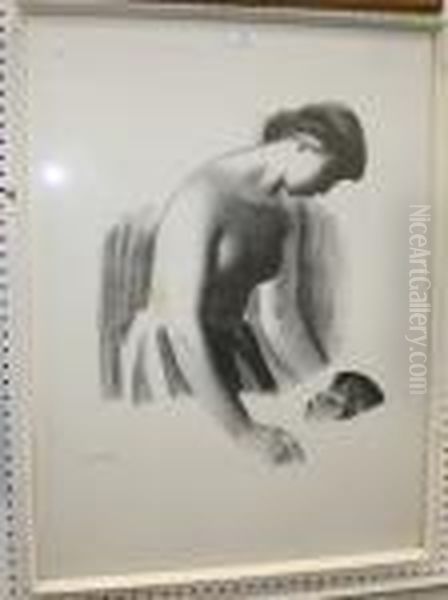 Woman And Child Oil Painting by Sikker Aage Hansen