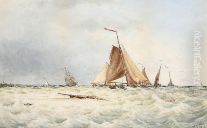 Off The Coast Of Holland Oil Painting by Thomas Bush Hardy