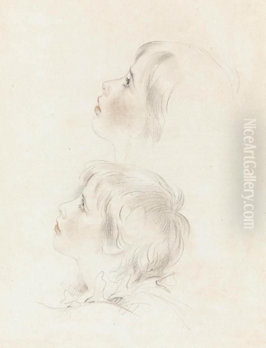 Two Studies For Arthur From Shakespeare's 'king John' Oil Painting by George Henry Harlow