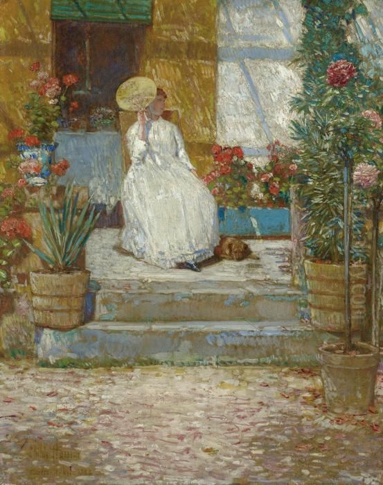 In The Sun Oil Painting by Childe Hassam