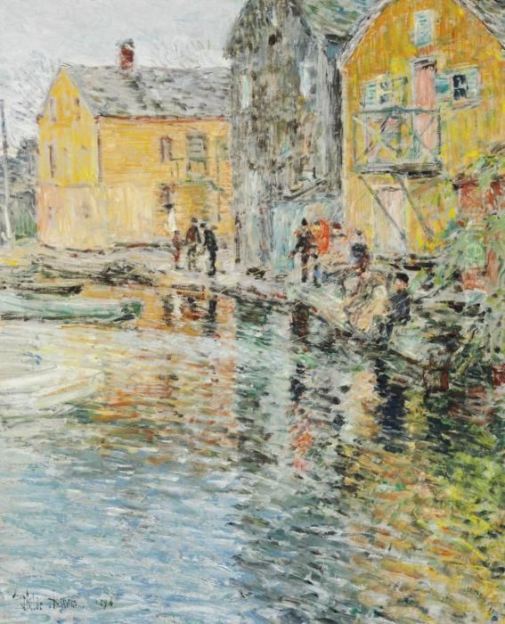 The Smelt Fishers, Cos Cob, Connecticut Oil Painting by Childe Hassam