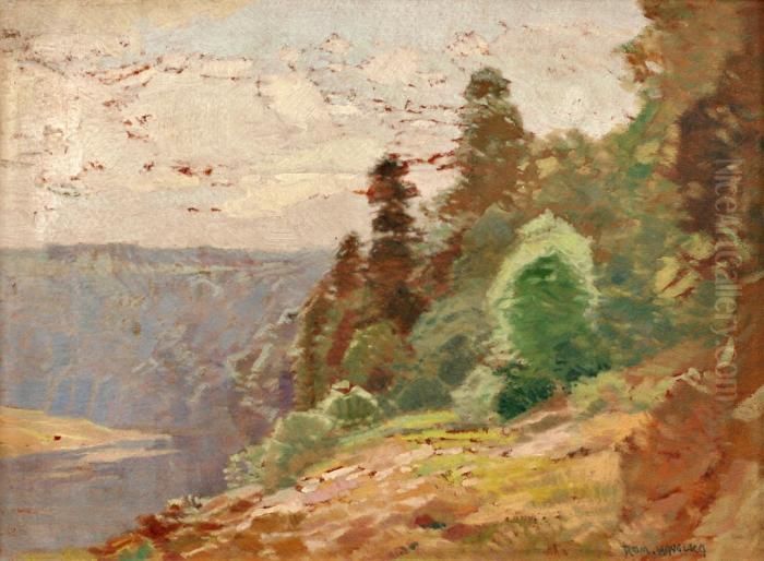 On A Hill Above The River Oil Painting by Roman Havelka