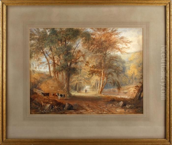 Landscape With Cattle (thames Valley?) Oil Painting by William Havell
