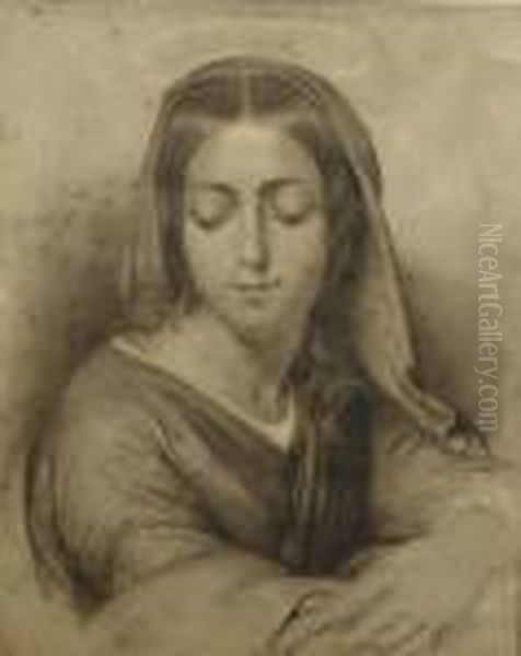 Santa Oil Painting by Francesco Paolo Hayez