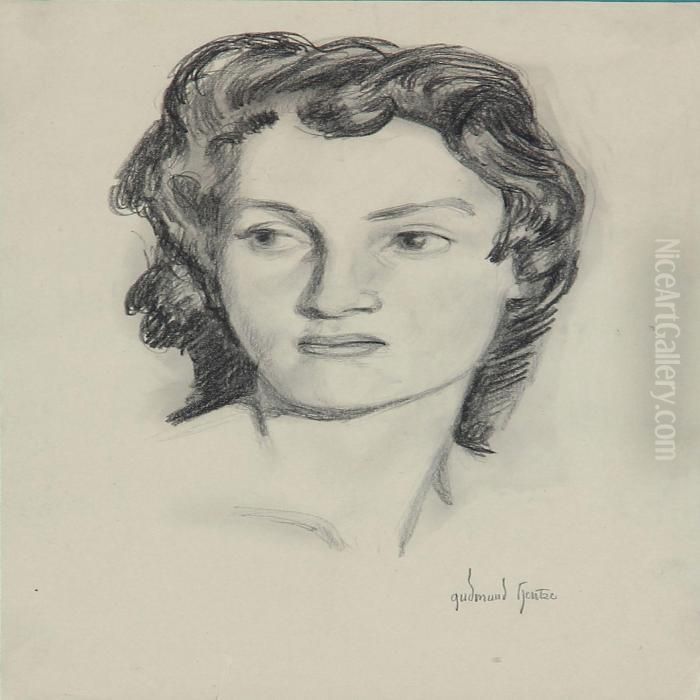 Portrait Of A Boy And A Young Girl Oil Painting by Gudmund Hentze