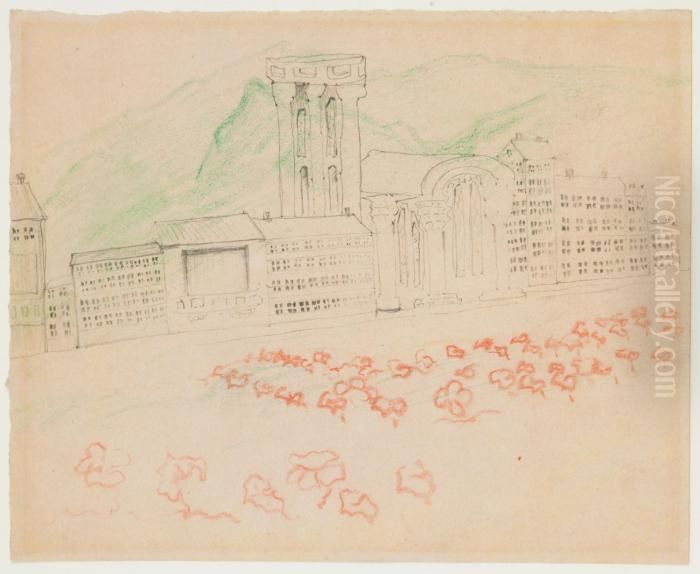 Stad Oil Painting by Carl Fredrik Hill