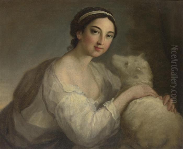 A Portrait Of A Lady As Innocence Oil Painting by William Hoare Of Bath