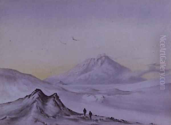 Mount Erebus from Hut Point, March 1911 Oil Painting by Edward Adrian Wilson