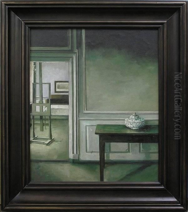 Interior With A Punch Bowl Oil Painting by Carl Vilhelm Holsoe