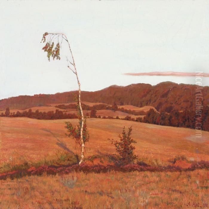 Moor Landscape In Evening Light Oil Painting by Axel Hou