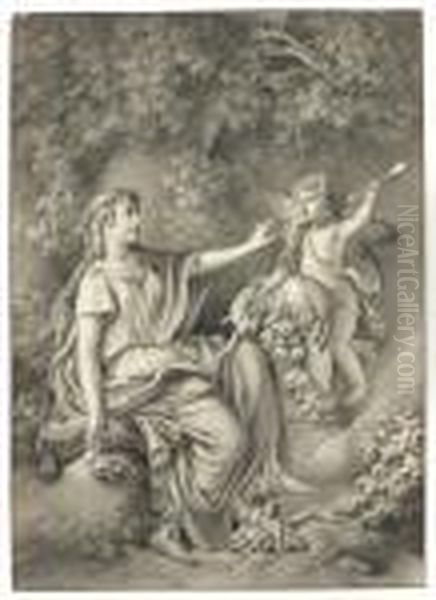 Cupid And The Huntress Oil Painting by Jean-Baptiste Huet