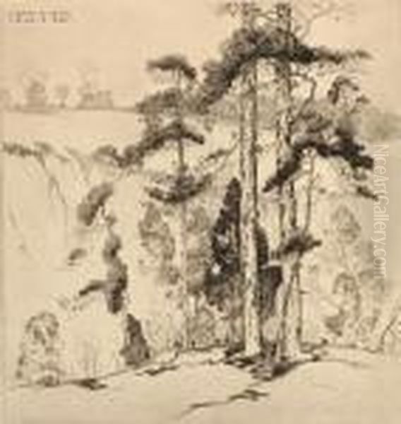 At The Edge Of The Cliff Oil Painting by Alfred Heber Hutty