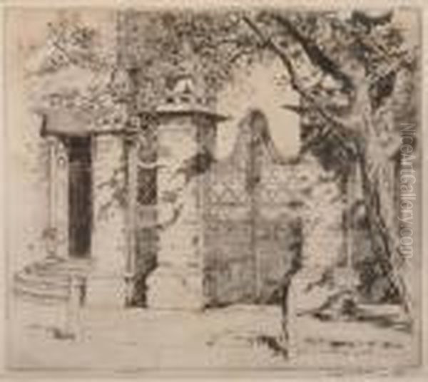 The Wrought Iron Gate Oil Painting by Alfred Heber Hutty