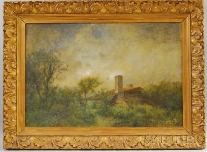 The Log Cabin - Yama Farms Oil Painting by George Inness Jnr.