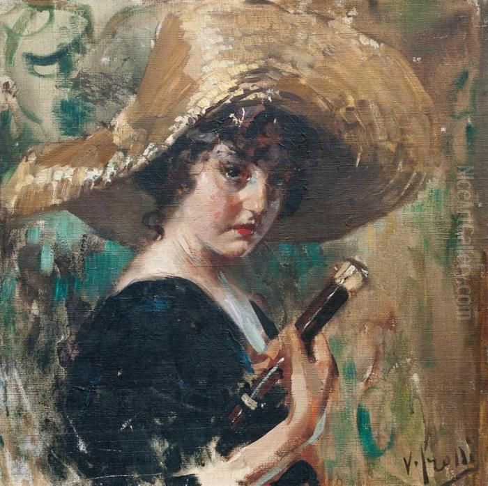 Dama Con Capelina Oil Painting by Irolli Vincenzo