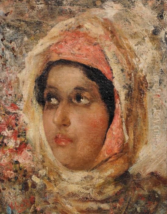 Donna Con Velo Oil Painting by Irolli Vincenzo