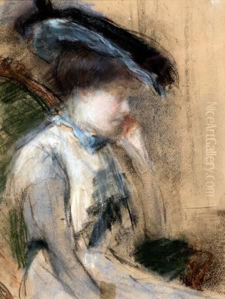 Elegante Vrouw Met Hoed Oil Painting by Isaac Lazarus Israels