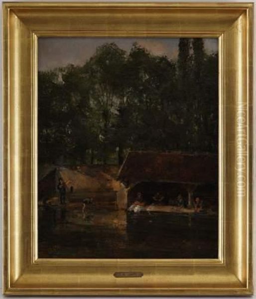 Les Lavandieres Oil Painting by Louis-Aime Japy