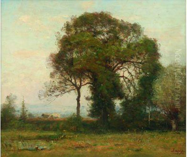  Vaches Sous Les Arbres  Oil Painting by Louis-Aime Japy
