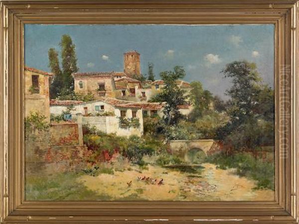 Landscape Of A Villa Oil Painting by Jose Maria Jardines