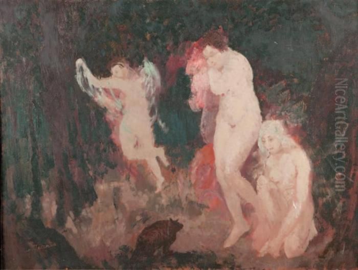 baigneuses Oil Painting by Sigismond Jeanes