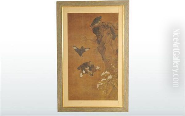 Flores, Aves Y Paisaje Oil Painting by Lu Ji