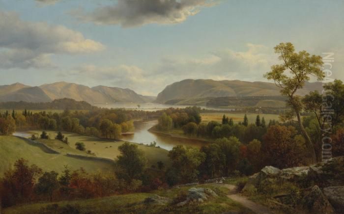 View From New Windsor, Hudson River Oil Painting by David Johnson