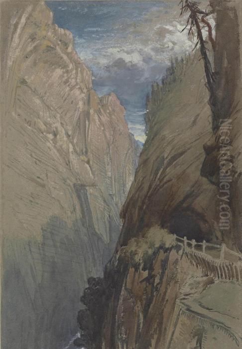 The Via Mala, Switzerland Oil Painting by Harry John Johnson