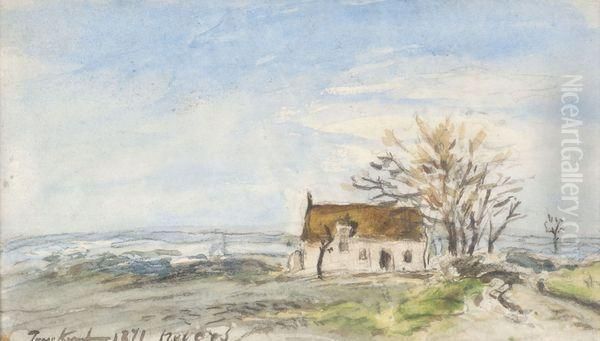 Maison Au Bord D'une Route Aux Environs De Nevers Oil Painting by Johan Barthold Jongkind