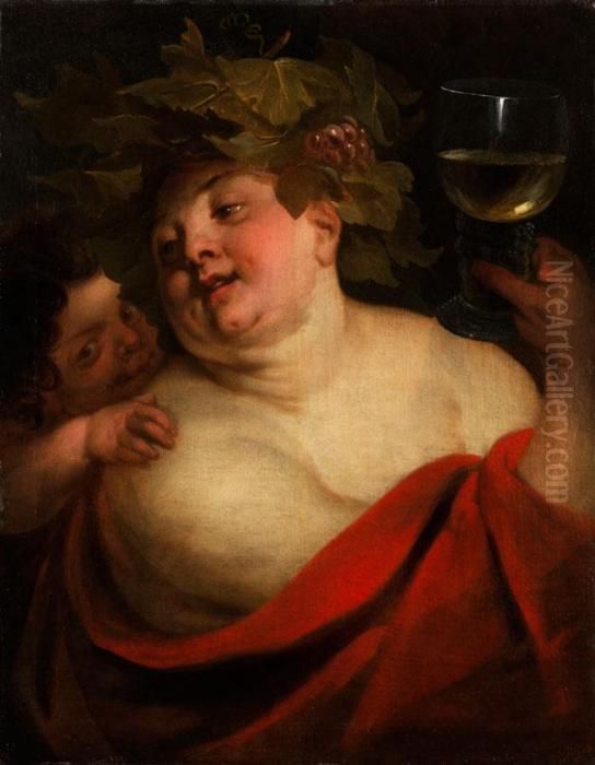 Bacchus Mit Weinglas Und Einem Putto Oil Painting by Jacob Jordaens