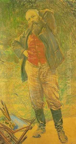 Portrait of Jozef Chelmonski Oil Painting by Leon Wyczolkowski