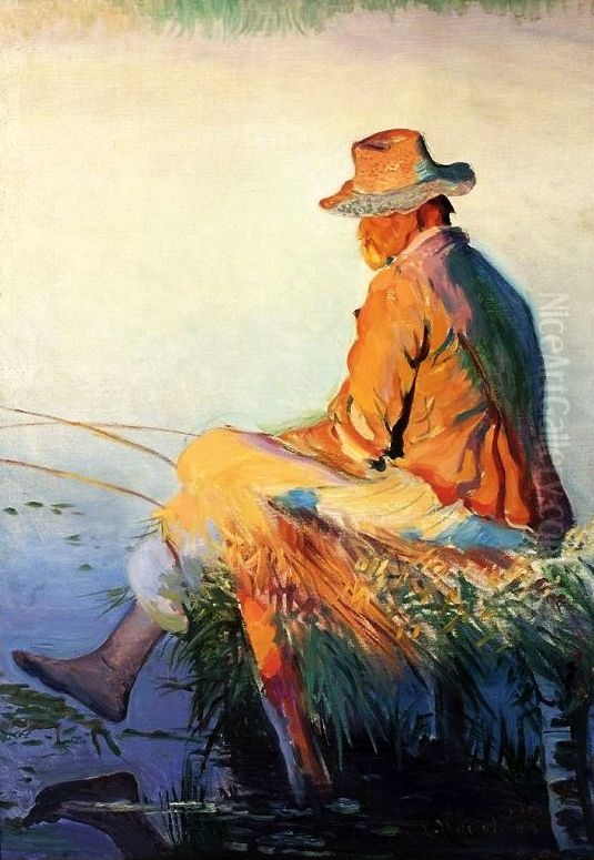 Fisherman Oil Painting by Leon Wyczolkowski