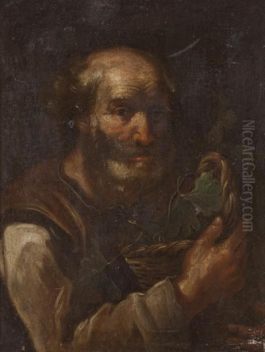 Vecchio Con Cesta Di Frutta Oil Painting by Bernhard Keil, Monsu Bernardo