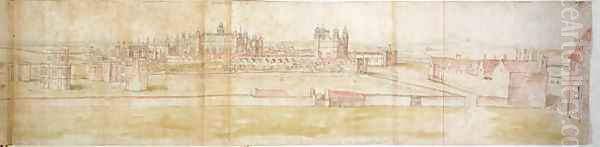 Hampton Court Palace from the North, from The Panorama of London, c.1544 3 Oil Painting by Anthonis van den Wyngaerde