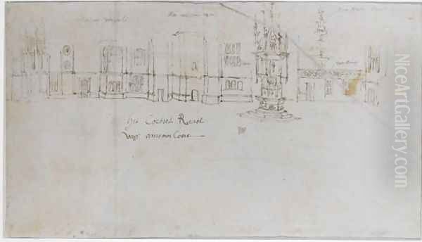 The Fountain Court, Hampton Court Palace, c.1544 Oil Painting by Anthonis van den Wyngaerde