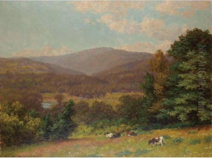 Cows At Pasture On A Summer Afternoon Oil Painting by John Ross Key