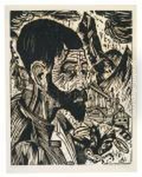 Sennkopf - Bildnis Martin Schmid Oil Painting by Ernst Ludwig Kirchner