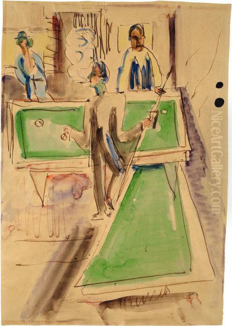 Billardspieler Oil Painting by Ernst Ludwig Kirchner