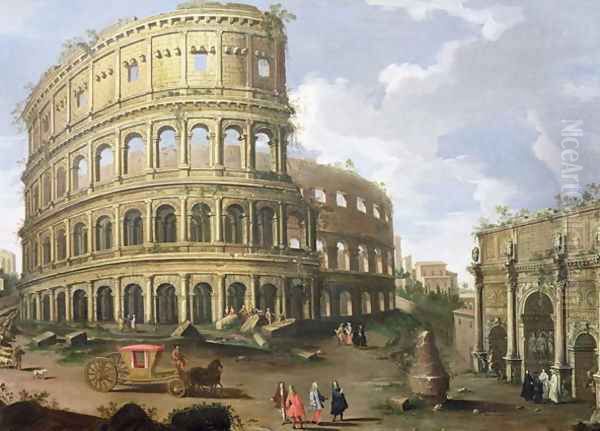 A View of the Colosseum in Rome Oil Painting by (circle of) Wittel, Gaspar van (Vanvitelli)