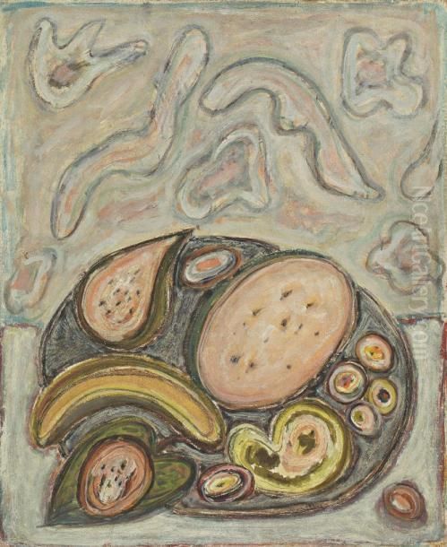 nature Morte Aux Fruits Oil Painting by Jecheskiel Dawid Kirszenbaum