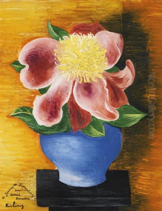 Fleurs Dans Un Vase Bleu Oil Painting by Jean Kisling